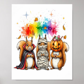Halloween Cute Squirrels Costume Poster