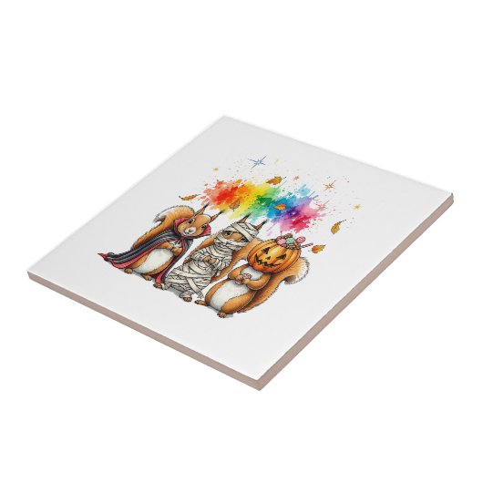 Halloween Cute Squirrels Costume Tegeltje (Zijkant)