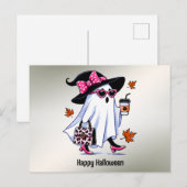 Halloween Cute Stijlvolle Heks Geest Koffiekop Briefkaart (Voorkant / Achterkant)
