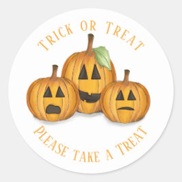 Halloween Cute Treat Favor Pumpkin Whimsical Ronde Sticker