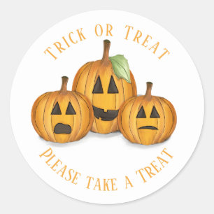 Halloween Cute Treat Favor Pumpkin Whimsical Ronde Sticker