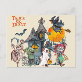 Halloween Cute Trick or treat Creaters Briefkaart