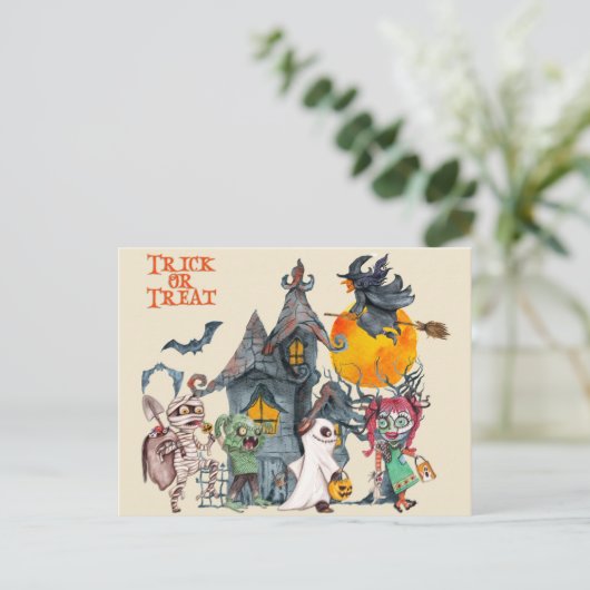 Halloween Cute Trick or treat Creaters Briefkaart (Staand voorkant)