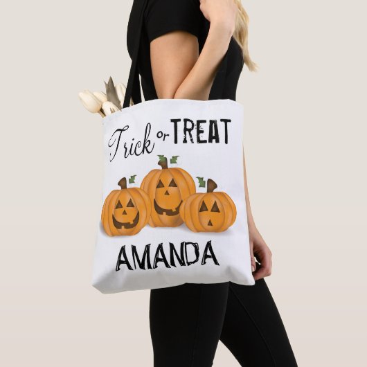 Halloween Cute Trick or treat Funny Pumpkins Tote Bag (Dichtbij)