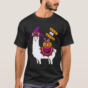 Halloween Cute Trick Or Treat Llama Heksenkleding T-shirt