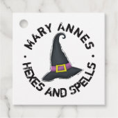 Halloween Cute Whimsical Witch Pet Typografie Bedankjes Labels (Voorkant)