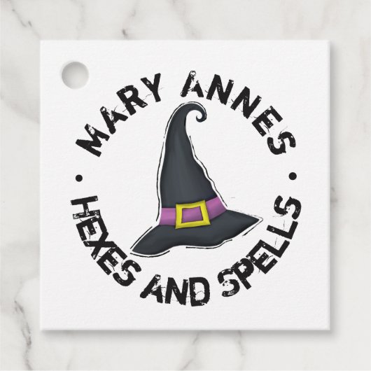 Halloween Cute Whimsical Witch Pet Typografie Bedankjes Labels (Voorkant)