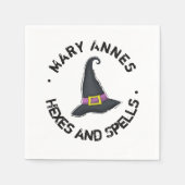 Halloween Cute Whimsical Witch Pet Typografie Servet (Voorkant)