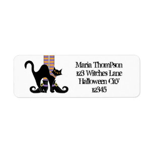Halloween Cute Whimsical Witch Shoes Black Cat Etiket
