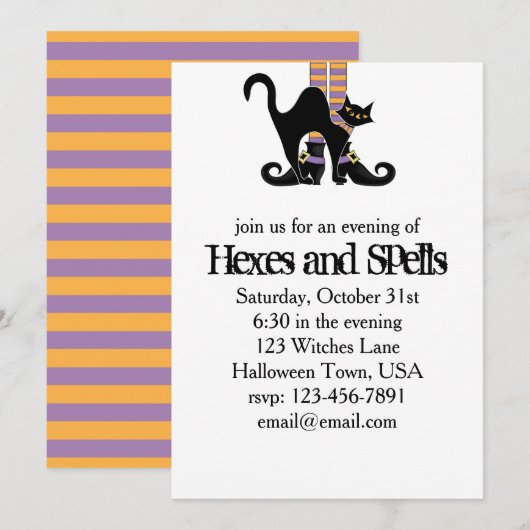 Halloween Cute Whimsical Witch Shoes Black Cat Kaart (Voorkant / Achterkant)