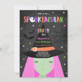 Halloween Cute Witch Birthday Party Kaart (Voorkant)