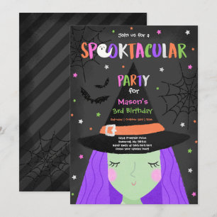 Halloween Cute Witch Birthday Party Kaart