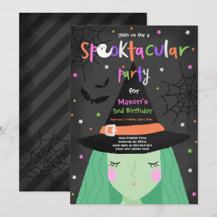 Halloween Cute Witch Birthday Party Kaart