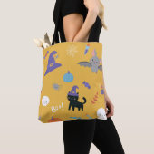 Halloween Cute Witch Cat Trick or treat Pattern Tote Bag (Dichtbij)