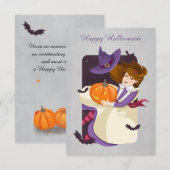 Halloween Cute Witch met pompoen (Voorkant / Achterkant)