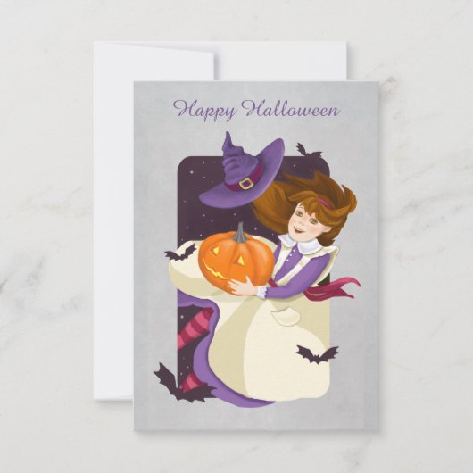 Halloween Cute Witch met pompoen (Voorkant)