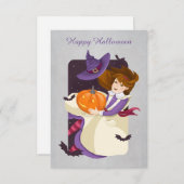 Halloween Cute Witch met pompoen (Voorkant / Achterkant)