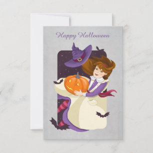 Halloween Cute Witch met pompoen
