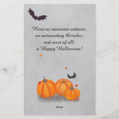 Halloween Cute Witch met pompoen Briefpapier (Achterkant)