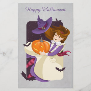 Halloween Cute Witch met pompoen Briefpapier