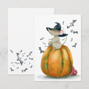 Halloween Cute Witch Mouse Kaart