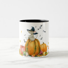Halloween Cute Witch Mouse Tweekleurige Koffiemok