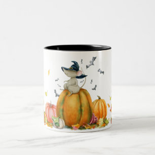 Halloween Cute Witch Mouse Tweekleurige Koffiemok