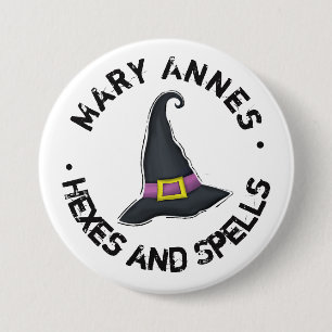 Halloween Cute Witch Pet Whimsical Spells Ronde Button 7,6 Cm