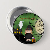 Halloween Cute Witch Round Button (Voorkant /achterkant)