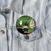 Halloween Cute Witch Round Button (In situ)