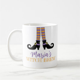 Halloween Cute Witch Whimsical Shoches Brew Koffiemok