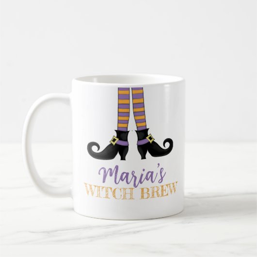 Halloween Cute Witch Whimsical Shoches Brew Koffiemok (Links)