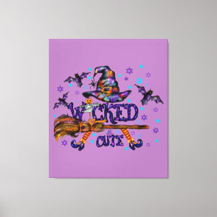 Halloween Cute Wyed Witch Canvas Afdruk