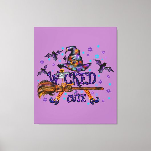 Halloween Cute Wyed Witch Canvas Afdruk (Voorkant)