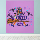 Halloween Cute Wyed Witch Canvas Afdruk (Insitu (Houten vloer))
