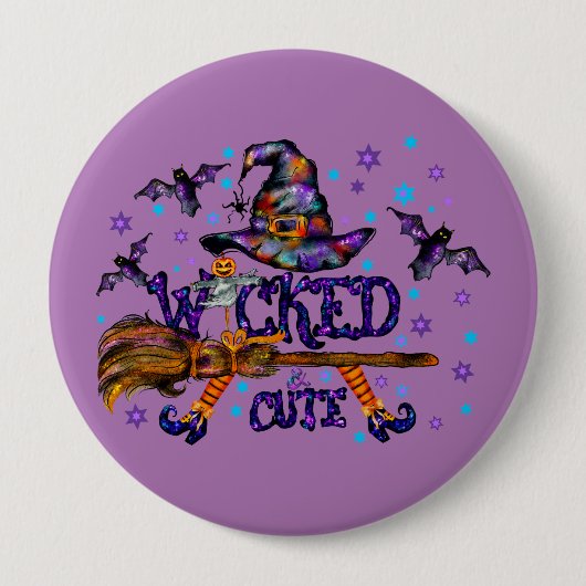 Halloween Cute Wyed Witch Ronde Button 4,0 Cm (Voorkant)