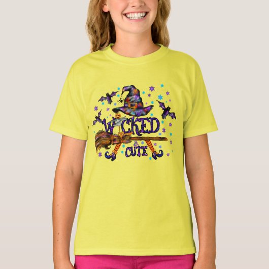 Halloween Cute Wyed Witch T-shirt (Voorkant)