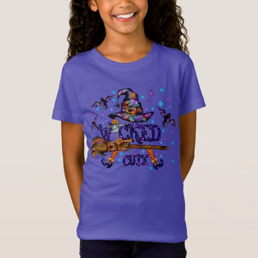 Halloween Cute Wyed Witch T-shirt (Voorkant)