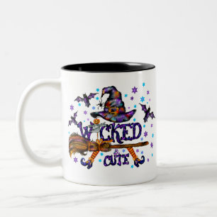 Halloween Cute Wyed Witch Tweekleurige Koffiemok