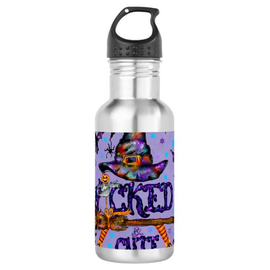 Halloween Cute Wyed Witch Waterfles (Voorkant)