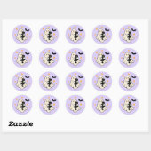 Halloween Cute Zwevende Geest met Zwarte Kat Ronde Sticker (Vel)