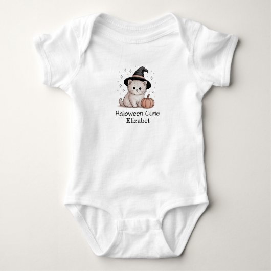 Halloween Cutie Gepersonaliseerde Schattigee kat e Romper (Voorkant)