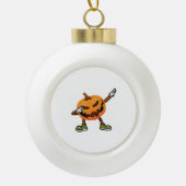 Halloween Dabbing Jack O Lantern Pumpkin Halloween Keramische Bal Ornament (Voorkant)