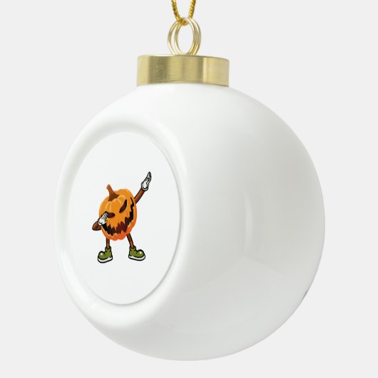 Halloween Dabbing Jack O Lantern Pumpkin Halloween Keramische Bal Ornament (Rechts)