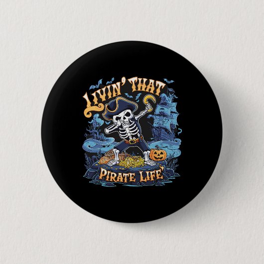 Halloween Dabbing Pirate Skeleton Eenvoudig Hallow Ronde Button 5,7 Cm (Voorkant)