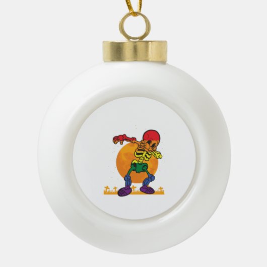 Halloween Dabbing Skelet Kostuum LGBT Keramische Bal Ornament (Voorkant)