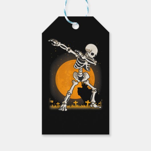 Halloween Dabbing Skeleton Costuum Cadeaulabel (Voorkant)