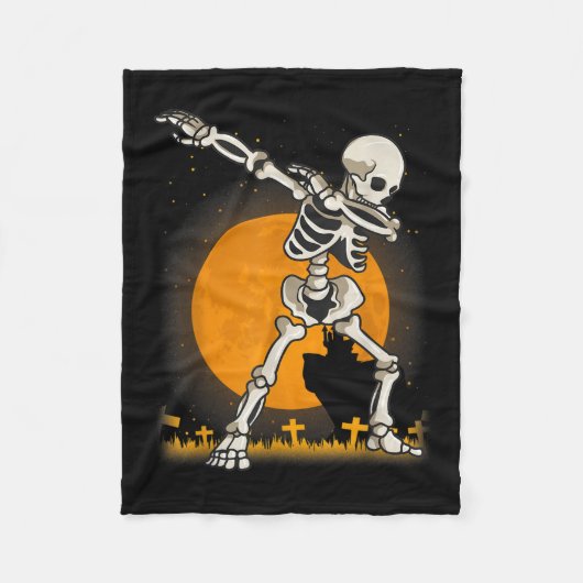 Halloween Dabbing Skeleton Costuum Fleece Deken (Voorkant)