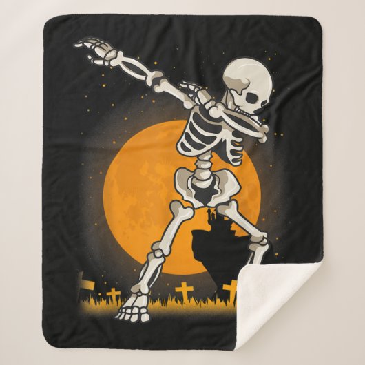 Halloween Dabbing Skeleton Costuum Sherpa Deken (Voorkant)