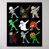 Halloween Dabbing Skeleton heks and Monsters Boys Poster (Voorkant)